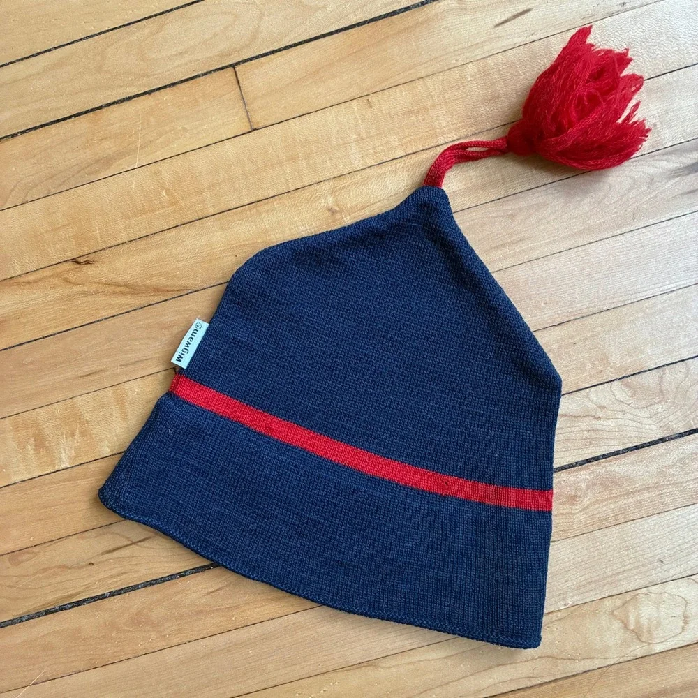 Wigwam Vintage Tassel Beanie One Size Navy Blue Unisex Wool Knit Hat